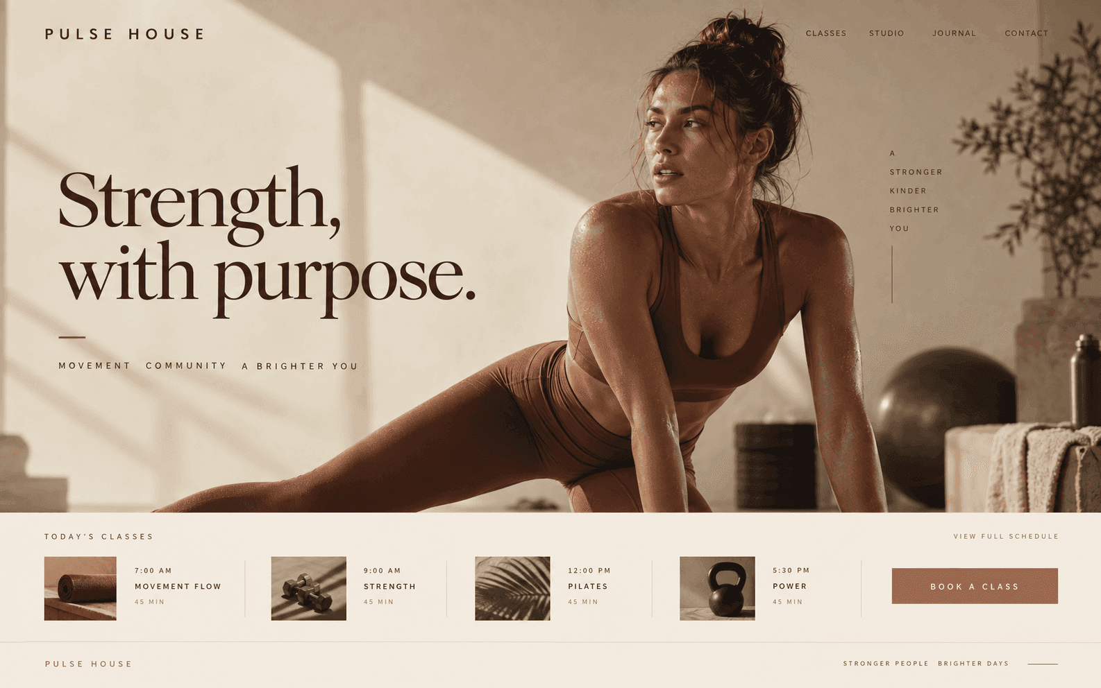 Pulse House Fitness studio website concept